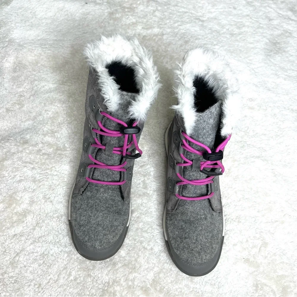 Sorel snow boot waterproof grey pink size 5